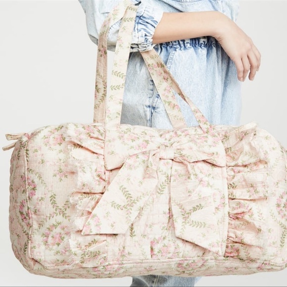 LoveShackFancy Handbags - LoveShackFancy Shelby weekender rose hemp bag NWT